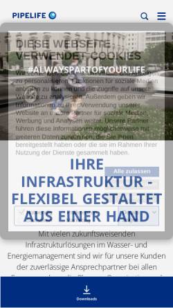 Vorschau der mobilen Webseite www.pipelife.de, Pipelife Deutschland