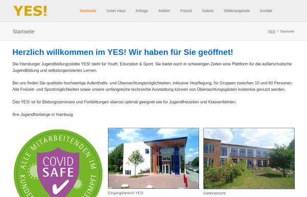 Vorschau von www.yes-hamburg.de, Yes Hamburg Jugendbildungsstätte