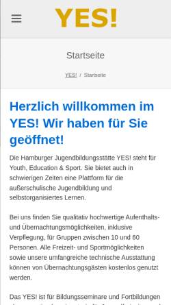Vorschau der mobilen Webseite www.yes-hamburg.de, Yes Hamburg Jugendbildungsstätte