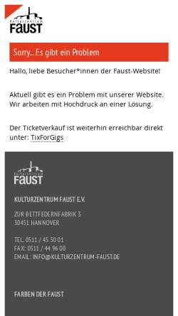 Vorschau der mobilen Webseite www.faustev.de, Faust - Fabrikumnutzung und Stadtteilkultur e.V.