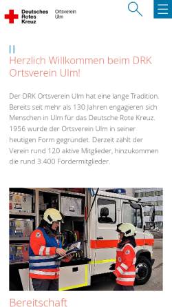 Vorschau der mobilen Webseite drk-ov-ulm.de, Deutsches Rotes Kreuz OV Ulm