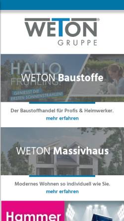 Vorschau der mobilen Webseite www.weton.de, Weton