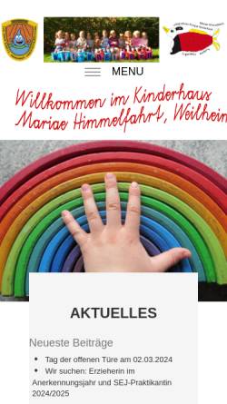Vorschau der mobilen Webseite www.kiga-mariaehimmelfahrt.de, Kindergarten Mariae Himmelfahrt