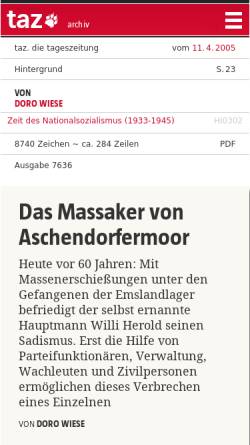 Vorschau der mobilen Webseite taz.de, Das Massaker von Aschendorfermoor