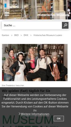 Vorschau der mobilen Webseite historischesmuseum.lu.ch, Historisches Museum