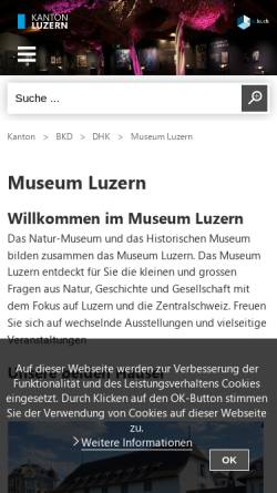 Vorschau der mobilen Webseite www.naturmuseum.ch, Naturmuseum Luzern
