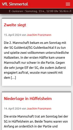 Vorschau der mobilen Webseite www.vfl-simmertal.de, VfL 1902 Simmertal e.V.