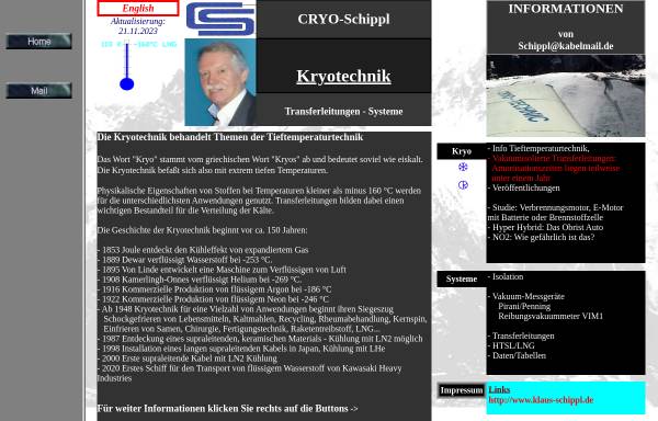 Vorschau von cryo-schippl.de, Kryotechnische Systeme - Klaus Schippl