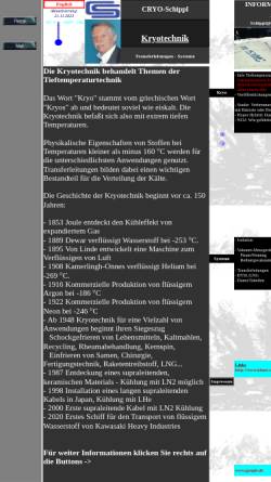 Vorschau der mobilen Webseite cryo-schippl.de, Kryotechnische Systeme - Klaus Schippl
