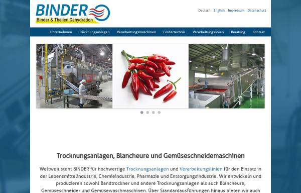 Vorschau von binder-dehydration.de, Hans Binder Maschinenbau GmbH