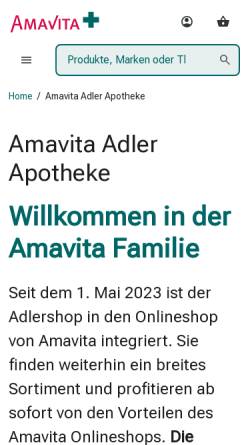 Vorschau der mobilen Webseite www.adlershop.ch, Adler-Apotheke