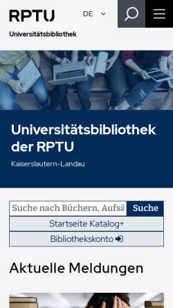 Vorschau der mobilen Webseite www.uni-kl.de, Universitätsbibliothek