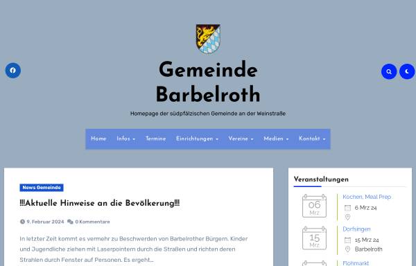 Vorschau von www.barbelroth.de, Ortsgemeinde Barbelroth