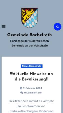Vorschau der mobilen Webseite www.barbelroth.de, Ortsgemeinde Barbelroth