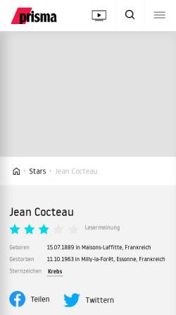 Vorschau der mobilen Webseite www.prisma.de, Jean Cocteau