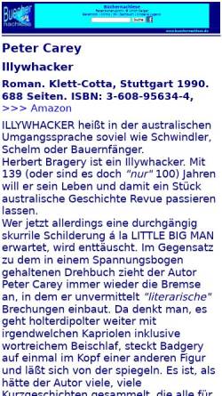 Vorschau der mobilen Webseite buechernachlese.de, Peter Carey: Illywhacker