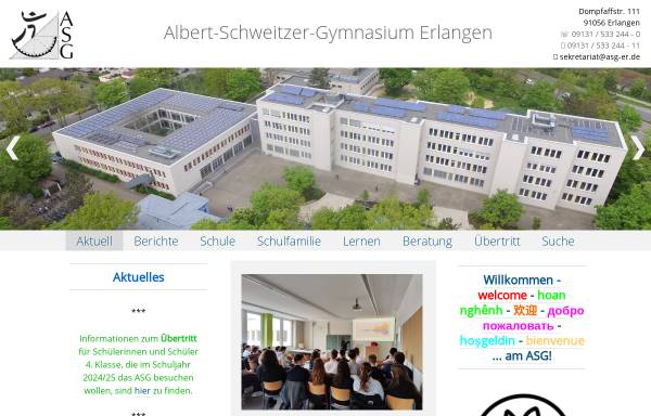 Vorschau von asg-er.de, Albert-Schweitzer-Gymnasium (ASG) Erlangen