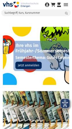 Vorschau der mobilen Webseite vhs-erlangen.de, Volkshochschule Erlangen