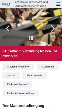 Vorschau der mobilen Webseite www.wiso.uni-erlangen.de, WISO Erlangen