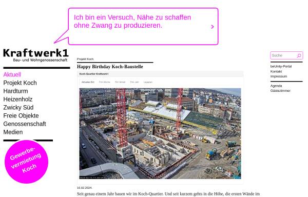 Vorschau von www.kraftwerk1.ch, Bau- und Wohngenossenschaft KraftWerk1