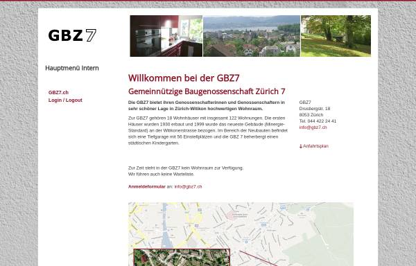 Vorschau von www.gbz7.ch, Gemeinnützige Baugenossenschaft Zürich 7