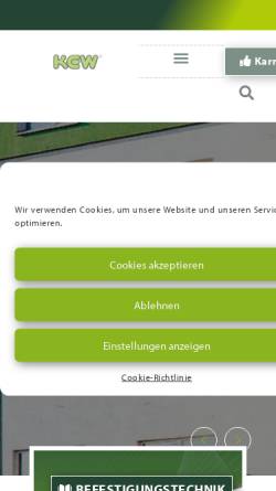 Vorschau der mobilen Webseite www.kew-werke.de, Kunststofferzeugnisse GmbH Wilthen