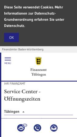Vorschau der mobilen Webseite www.fa-tuebingen.de, Finanzamt Tübingen