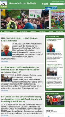 Vorschau der mobilen Webseite www.stroebele-online.de, Ströbele, Hans-Christian (MdB)