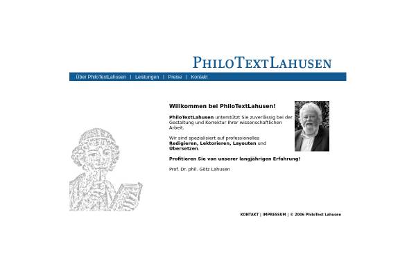 Vorschau von www.philotextlahusen.de, PhiloText Lahusen - Prof. Dr. phil. Götz Lahusen
