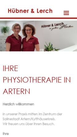 Vorschau der mobilen Webseite www.physio-artern.de, Physiotherapie Hübner und Lerch