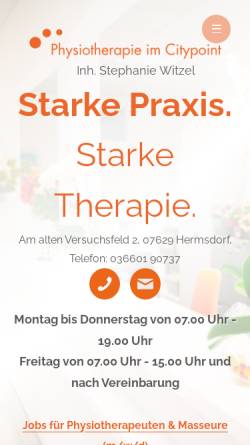 Vorschau der mobilen Webseite www.physiotherapie-witzel.de, Physiotherapie Stephanie Witzel