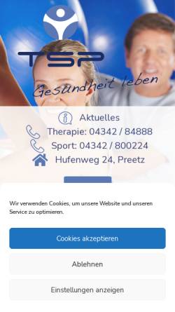 Vorschau der mobilen Webseite www.t-sp.de, Therapiezentrum Preetz