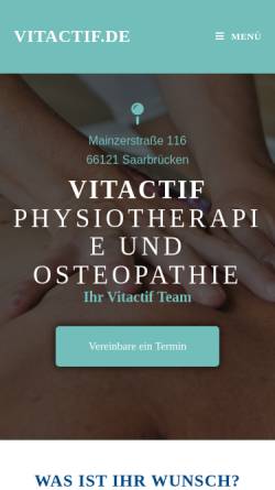 Vorschau der mobilen Webseite www.vitactif.de, Victafit - Praxis für Krankengymnastik, Med. Aufbautraining, Vitabalance