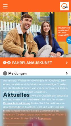 Vorschau der mobilen Webseite www.vvs.de, Verkehrs- und Tarifverbund Stuttgart (VVS )