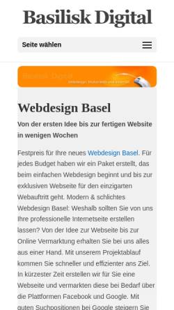 Vorschau der mobilen Webseite www.basilisk-digital.ch, Timothy Fielding