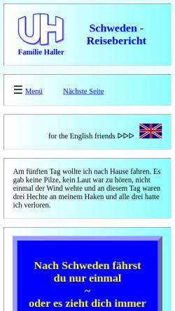 Vorschau der mobilen Webseite www.haller-mtl.de, Schweden Reisebericht [Uwe Haller]