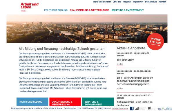 Vorschau von www.aulbremen.de, Bildungsvereinigung Arbeit und Leben e.V.