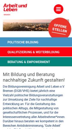 Vorschau der mobilen Webseite www.aulbremen.de, Bildungsvereinigung Arbeit und Leben e.V.