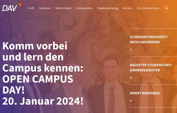 Vorschau von www.dav-akademie.de, Deutsche Außenhandels- und Verkehrs-Akademie Bremen (DAV)