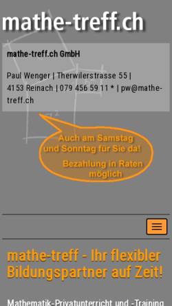 Vorschau der mobilen Webseite www.mathe-treff.ch, Mathe-Treff Paul Wenger
