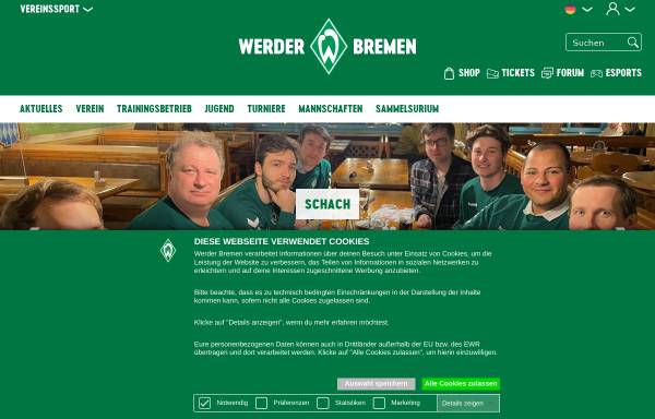 Vorschau von www.werder.de, Schach im SV Werder Bremen