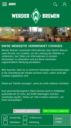 Vorschau der mobilen Webseite www.werder.de, Schach im SV Werder Bremen