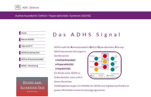 Vorschau von www.ads-zentrum.de, ADS - Screening