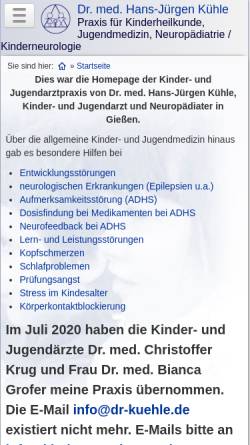 Vorschau der mobilen Webseite www.dr-kuehle.de, Dr. Kühle - Kinder- und Jugendarzt