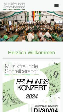 Vorschau der mobilen Webseite musikfreunde-schreibershof.jimdofree.com, Musikfreunde Schreibershof