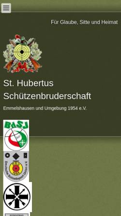 Vorschau der mobilen Webseite www.schuetzen-emmelshausen.de, St. Hubertus Schützenbruderschaft Emmelshausen und Umgebung e.V.