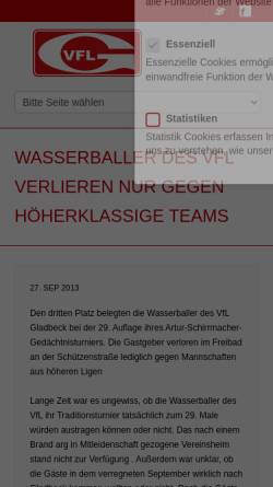Vorschau der mobilen Webseite www.vflgladbeck.de, VfL Gladbeck 1921 e.V.