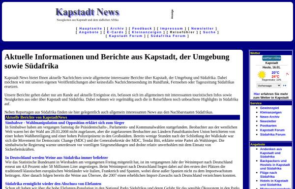 Vorschau von www.kapstadt-news.de, Kapstadt News