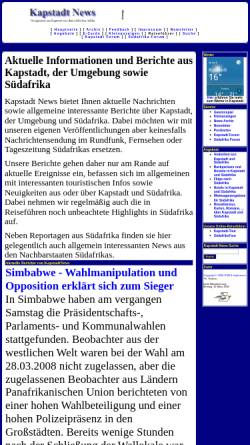 Vorschau der mobilen Webseite www.kapstadt-news.de, Kapstadt News
