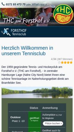 Vorschau der mobilen Webseite www.thc-forsthof.de, THC am Forsthof e.V.